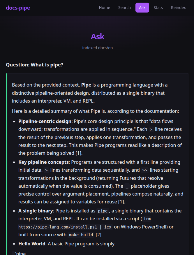 Cited answer with clickable sources